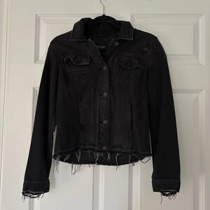 Abercrombie & Fitch distressed black denim jacket